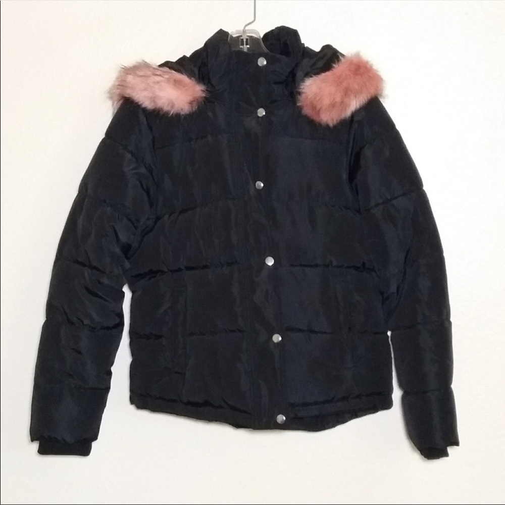 Forever 21 pink fur lined puffer coat